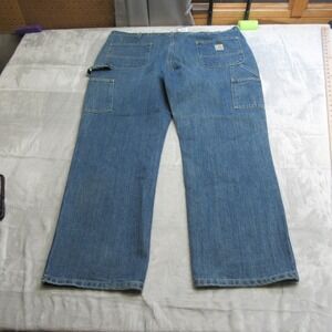 Carhartt Baggy Jeans Mens 42x30 Blue Relaxed Fit Carpenter Denim Work 103327